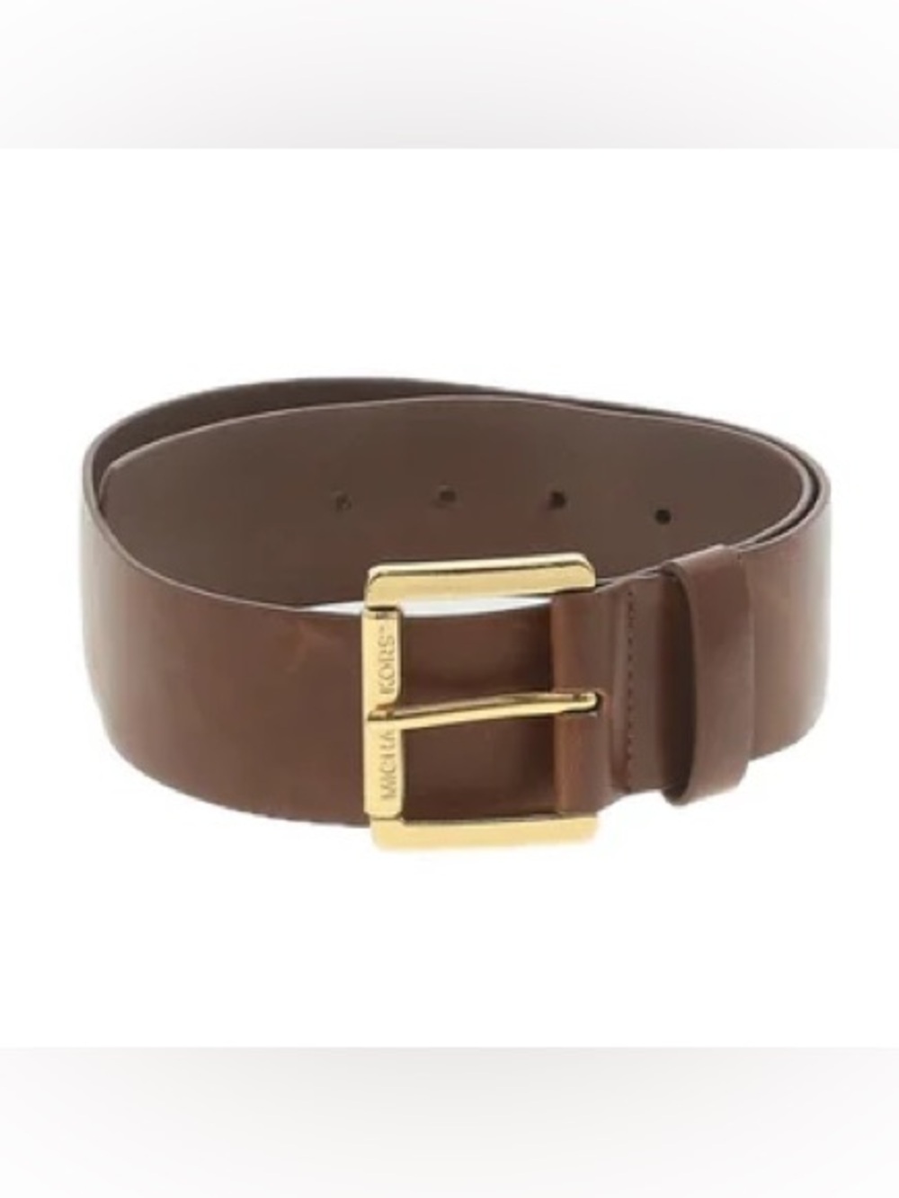 Michael Kors Brown Leather Belt with Gold-Tone Buckle Sz XS